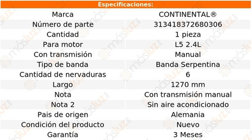 Banda 1270 Mm Acc C70 Volvo L5 2.4l 98 Continental Foto 5