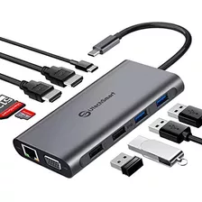 Hubs Usb, Estación De Acoplamiento Usb Tipo C Con 2 Hdm