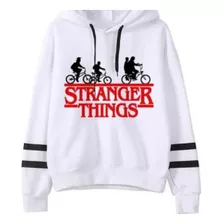 Blusa Moletom Canguru Série Stranger Things Vermelho Listras