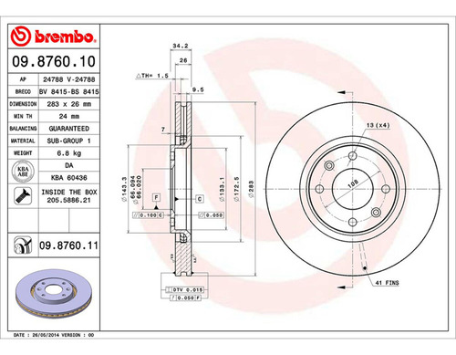 Par Discos Brembo Peugeot 307 X-line 2010 Delantero Foto 2