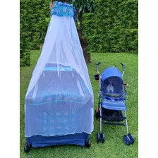 Combo Corral Cute Babies Mosquitero Alto Con Coche Paragua 