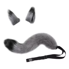 Set De Cosplay De Pelo Sintético Con Orejas De Lobo Y Cola F