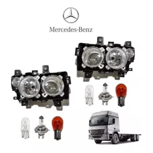 Par Farol Caminhão Mercedes Benz Atego 1719 1726 2426 Original Fortluz 2013 Com Lâmpadas E Pisca