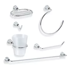 Kit Accesorios Para Baño Set 6 Piezas Metal Cromo Casal