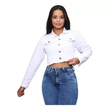 Jaqueta Jeans Feminina Branca Fechamento Em Botões