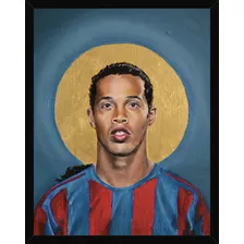 Quadro Arte Futebol Ronaldinho Gaúcho Moldura 42x29cm