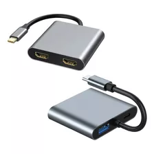 Hub 4 En 1 Dual-hdmi Usb-c Usb 3.0 A Tipoc Para 2 Monitores