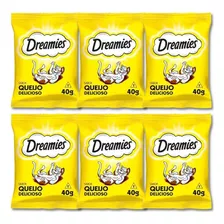 Petisco Dreamies Queijo Gatos Adultos 40g Kit Economico C/06