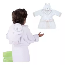 Roupão Bebê Com Capuz Bordado Gatinha - Baby Joy 0 A 3 Anos