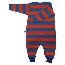 Enterito Pijama Algodon Rayado Bebes Niños Azul Y Rojo