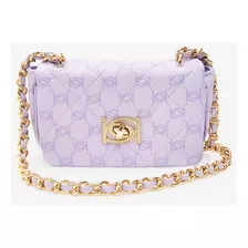 Bolsa Bebe Liv Monogram Crossbody Lavender/dark 