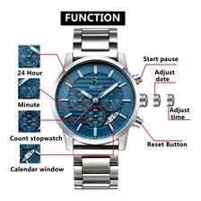 Reloj Impermeable Benyar Quartz Con Calendario Para Hombre