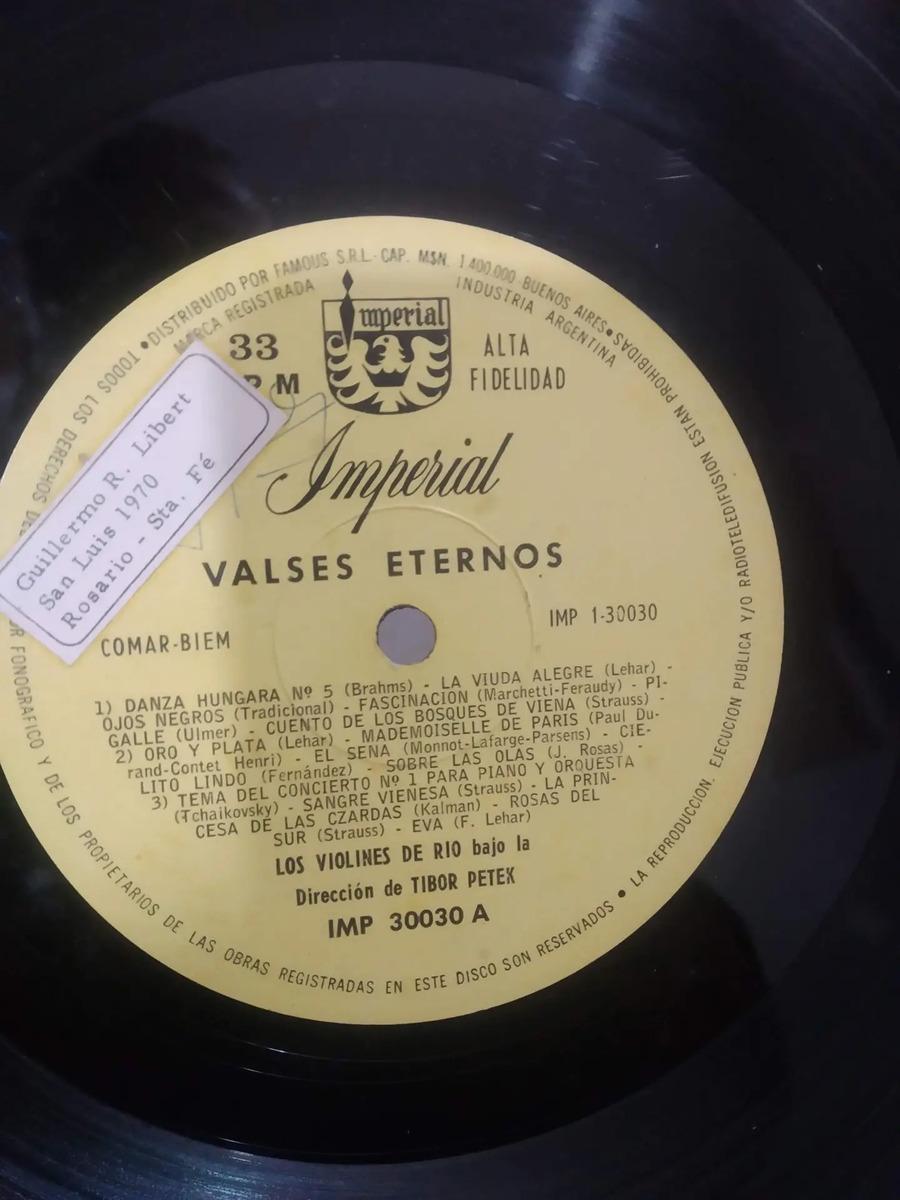 Los Violines De Río - Valses Eternos - Tibor Petek - vinilo 1980