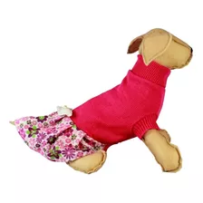 Vestido Roupa Cachorro Cães Pet Rosa Estampado- Tam: 00 Ao 5