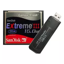 Cf Cartão Compact Flash Sandisk 16gb Extreme3 + Leitor Usb