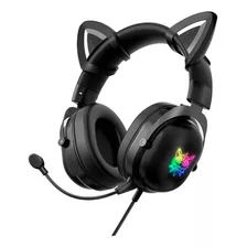 Audifonos Cat Ears Gamer Onikuma X11 Negros Con Luz Rgb Led