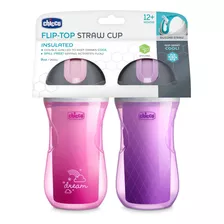 Set De Vasos Termo Entrenador Con Pitillo Chicco 9 Onz Niña