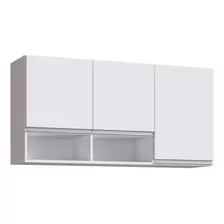 Armário De Cozinha Aéreo 120cm 3 Portas Nichos Athena Branco