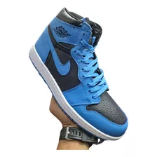 Botas Zapatos Retro 1 Clasic Caballero Af1 Negra Azul Jordan
