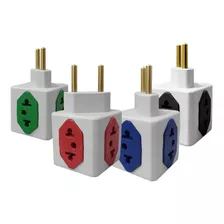 4 Adaptador Benjamin Cubo 3d 3 Entradas 110v 220v Universal