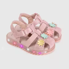 Sandalia De Niñas Luces Flores Light Pink (21 A 27)