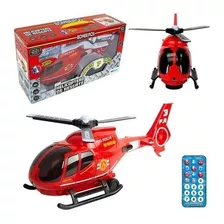 Helicóptero Bombeiro Bate Volta Com Controle Remoto Etitoys Cor Vermelho