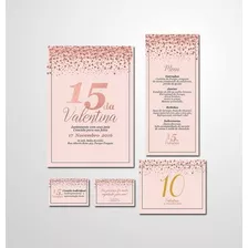 Papelaria Completa Para 15 Anos Rose Gold, Rosa - Arte Digit