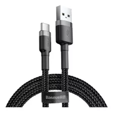 Baseus Catklfbg1 Cable Usb A Usb-c 1 Metro 3a Carga Rápida Color Negro/gris