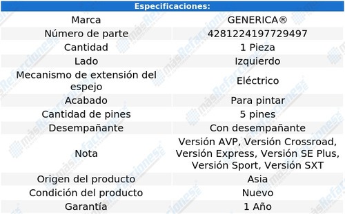 Espejo Dodge Journey 2009 - 2013 Electrico C/desempa Izq Rxc Foto 2