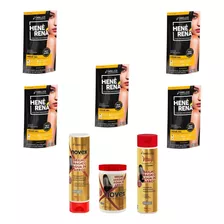 Hene Gel Rena Preto Natural 05x180gr Pouch+kit Incolor 400gr