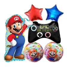 Set De Globos Super Mario Bros 5 Piezas 