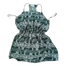 Vestido X L ( 52 ) Seda Estampada Animal Print Verde Oscuro