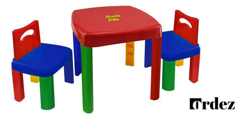 Mesa Didática Infantil Colorida Com 2 Cadeiras Para Crianças Azul-marinho