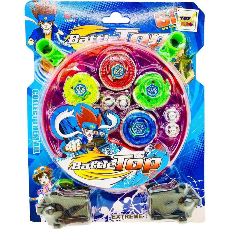 4 Peão Tornado Compatível Beyblade Wild Top Arena Vermelho