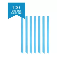 100 Popotes Para Tapioca Biodegradable A Base De Planta Color Azul