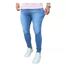 Calça Jeans Super Skinny Destroyed Masculina Rasgada