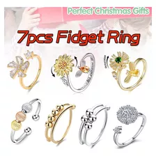 7 Anillos De Ansiedad Para Mujer Spinner Fidget Calming