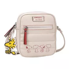 Bolsa Transversal Snoopy Woodstock Sp2290bg Bege Desenho Do Tecido Liso