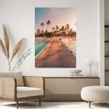 Quadro Decorativo Para Sala Paisagem Praia Haiti 131x91 