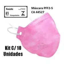 Kit Com 10 Máscaras Pff2 N95 S/ Válvula Rosa / Branca Átomos Cor Branco