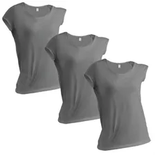 Kit 3 Camisetas Basicas Feminina 100% Algodão Lisa Premium