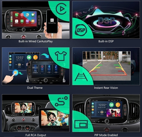 Android 11 Fiat 500 2009-2015 Carplay Gps Wifi Radio Touch Foto 7