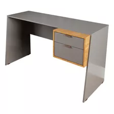 Escrivaninha Versa Mesa Para Computador Com 2 Gavetas Cor Titanium/naturale