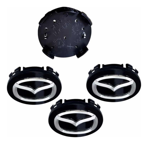 Centros De Llantas 56 Mm Insignia Mazda Negros Foto 3