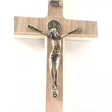 Kit 10cruz Crucifixo Parede Mdf São Bento 23cm Cristo Metal 