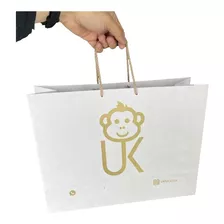 Bolsa Papel Kraft Blanca 40x15+30 Personalizada 100 Pz