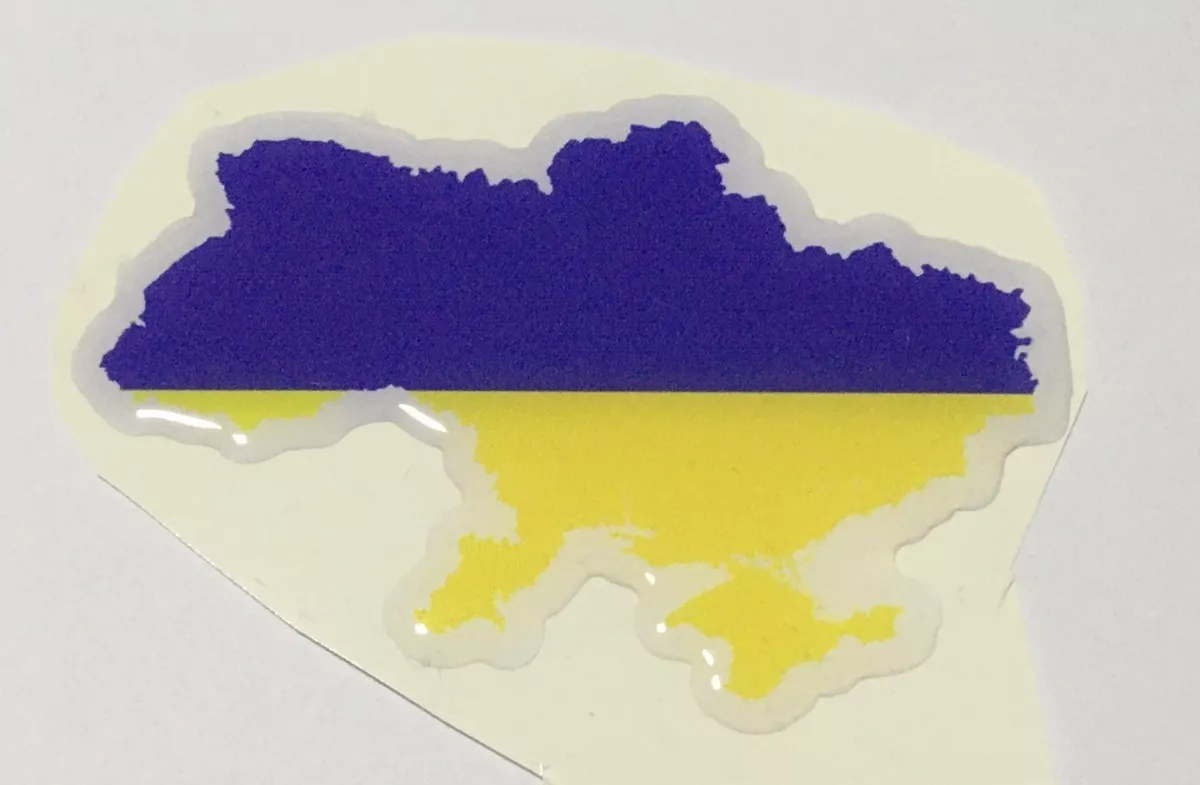Adesivo Resinado Mapa Com Bandeira Da Ucrânia 9x7 Cm