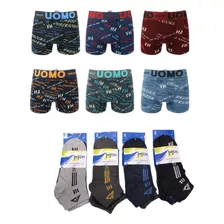  Pack X 6 Boxer Uomo + 3 Pares De Soquetes