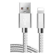 Cabo Usb Dados Carregamento iPhone Turbo Metálico Resistente Cor Prata