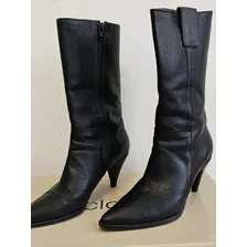 Botas De Mujer Negras Caña Media! Perfecto Estado! 